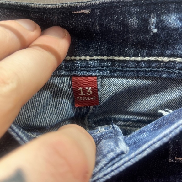 LEI Straight Leg Faded Denim Jeans Womens 13 Juniors Stretch Flap Pockets 1832 - Picture 4 of 10